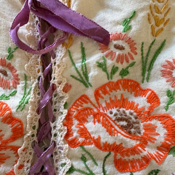 Handmade Floral Embroider w lace/ ribbon Top, BOHO , fairy , festival - Picture 5 of 12